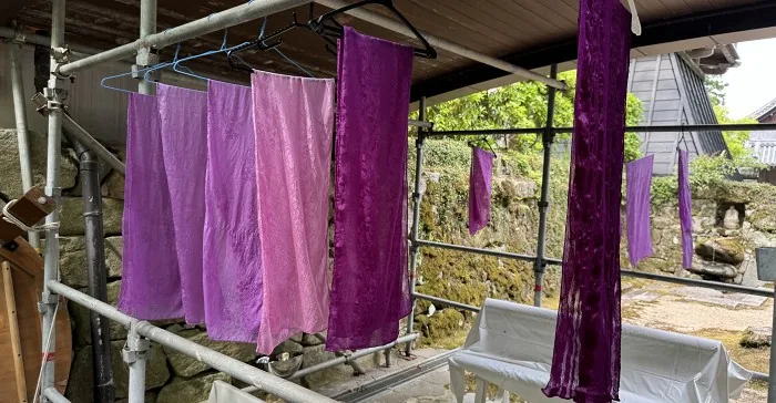 主催の「永源寺高野町で草木染め体験(④生紫根染体験)」案内に掲載された参考写真