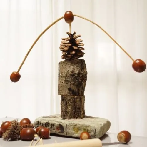 里山の素材でつくるクラフト工作のどんぐり作品見本