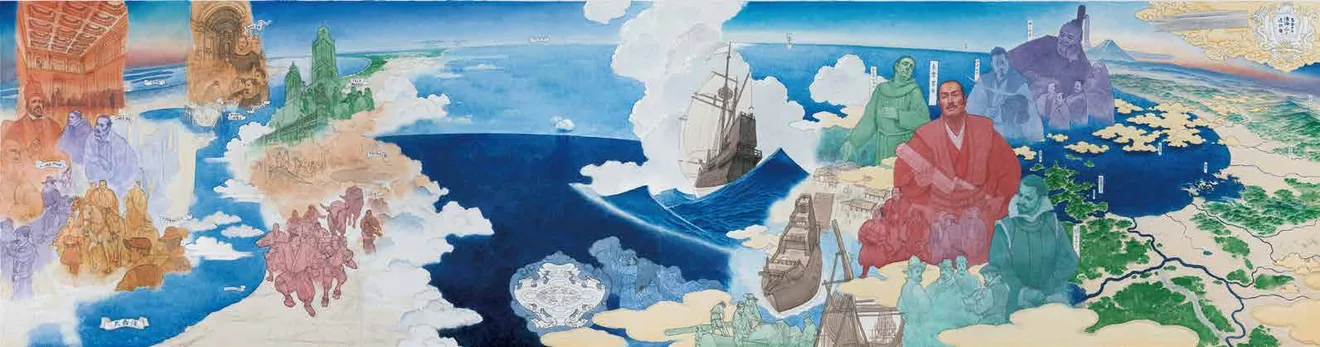 山口晃「ファ士クラ渡海遣欧奇」の作品全体