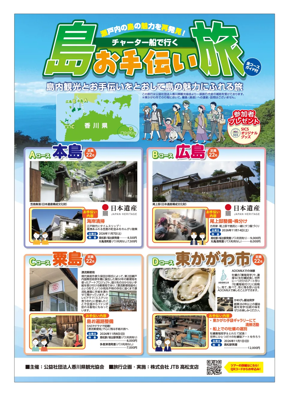 島お手伝い旅2026の全4コースの案内