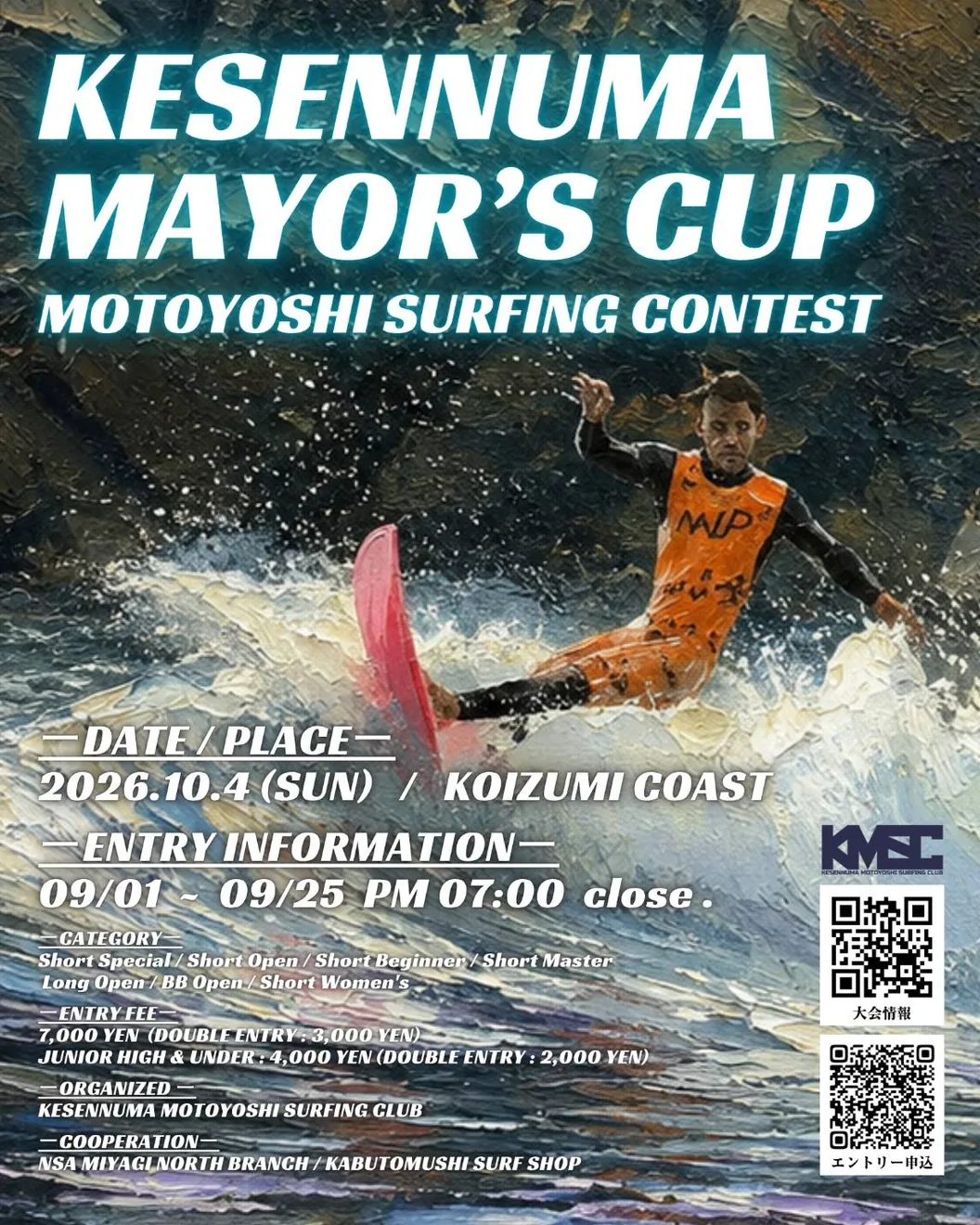 気仙沼市長杯 第40回本吉サーフィンコンテストの公式案内に掲載された画像