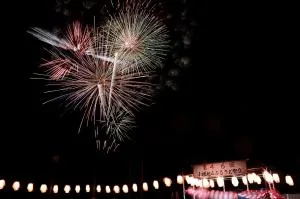 小櫃地区ふるさと祭りの花火の様子