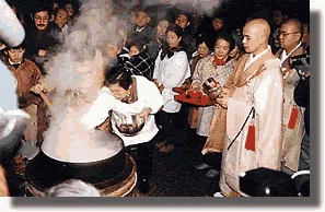桐生の七草粥会の儀式の参考写真