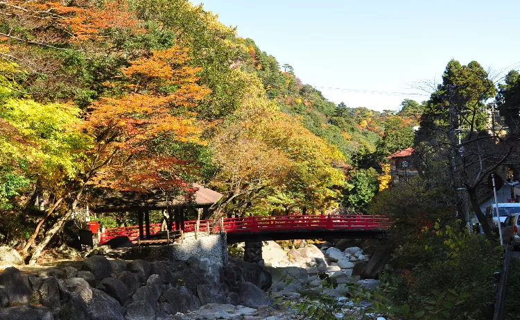 湯の山温泉の紅葉風景を紹介する今回案内の参考写真