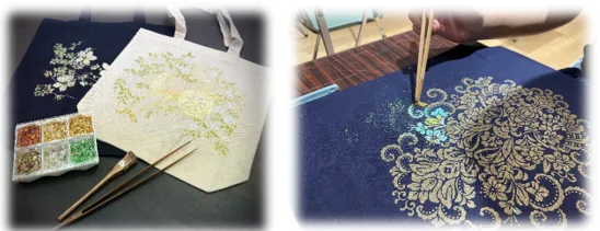 お正月を彩る伝統工芸体験教室の公式金彩トートバッグ制作イメージ