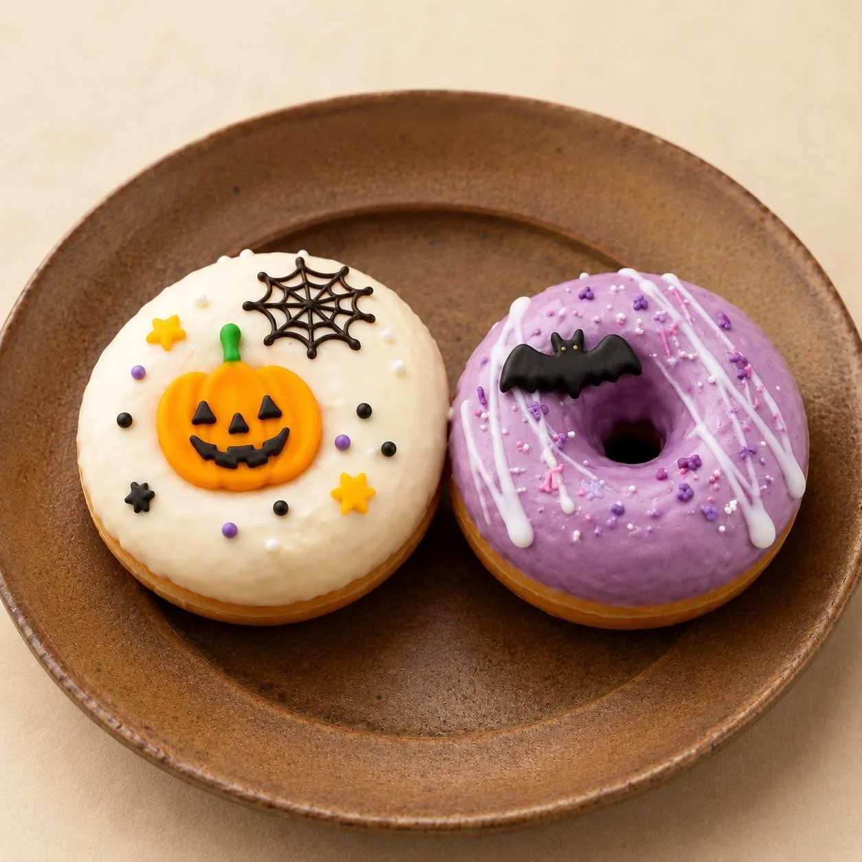 親子料理教室「ハロウィンドーナツづくり」の今回の主催告知に掲載された料理・作品や教室の参考画像（当日の開催写真ではありません）