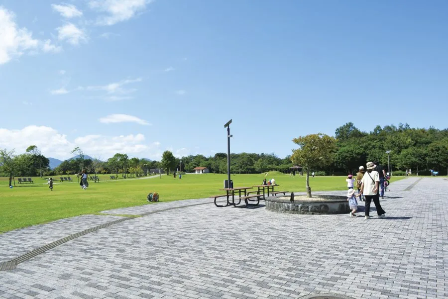 今回の果物とスイーツの祭りの案内に掲載された、会場の万葉公園太陽の広場の写真