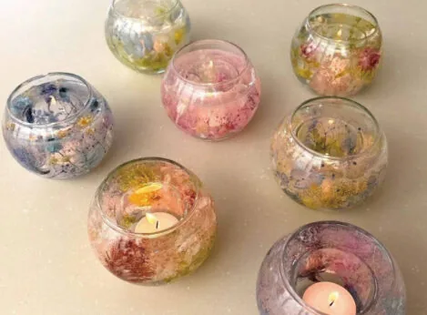 ジェルキャンドル ホルダー作りの案内に掲載された作品・体験参考画像