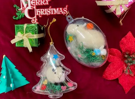 クリスマスオーナメントづくりの案内に掲載された作品・体験参考画像