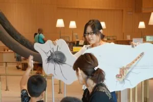資料を使った学びの説明をする参考写真