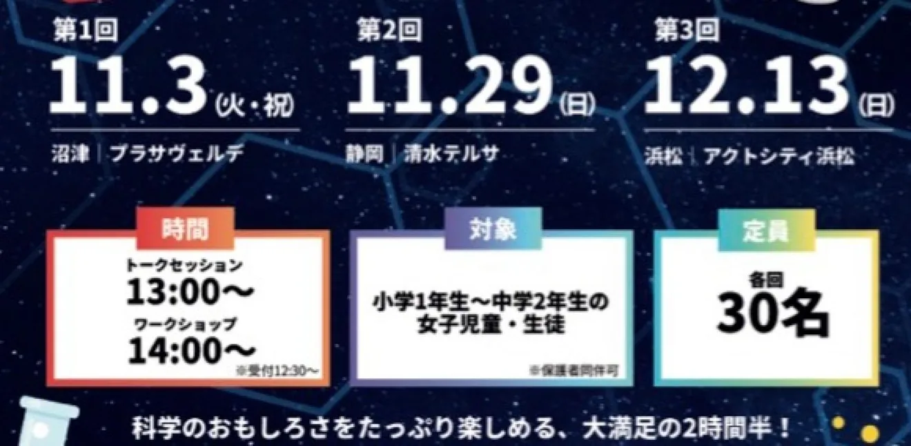 科学体験イベント~サイエンスの世界にふれる1日~【静岡市】の案内