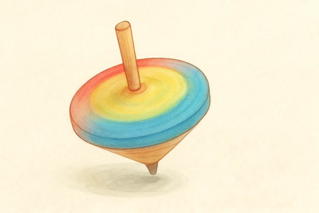 色を塗ったコマを描いた当回の工作教室の紹介用イラスト